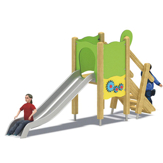 Forest Theme HDPE Children's Slide Wooden Indoor / Outdoor Playground Equipment